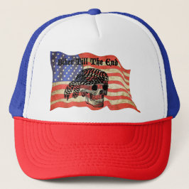 Biker bis zum Ende Schädel USA Flag Kunst Truckerkappe