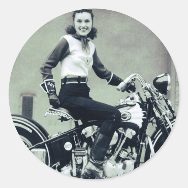 Biker-Braut Runder Aufkleber (Vorderseite)