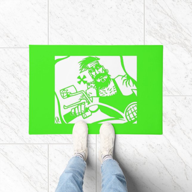 Biker Bro grüne Tür Fußmatte (Indoor)