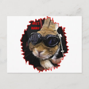 BIKER BUNNY HELL'S BUNNY POSTKARTE