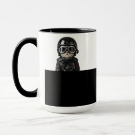 Biker Cat, Katze mit Motorradkleidung und Helm Tasse
