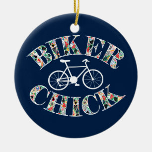 Biker Chick Bike Keramik Ornament