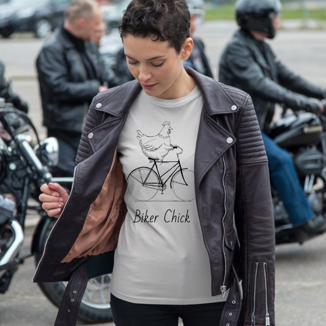 Biker Chick, Hähnchen fahren Fahrrad T-Shirt (Von Creator hochgeladen)