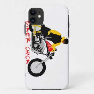 BIKER CHICK sitzt auf ihrem Motorrad iPhone 11 Hülle