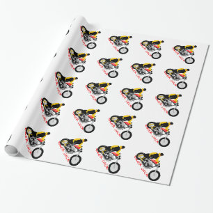 BIKER CHICK sitzt auf ihrem Motorrad Geschenkpapier