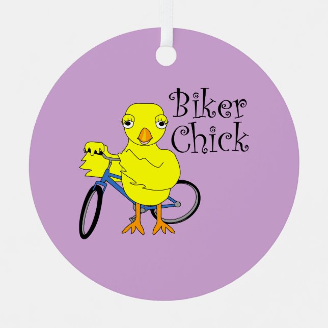 Biker Chick Text Ornament Aus Metall (Vorderseite)