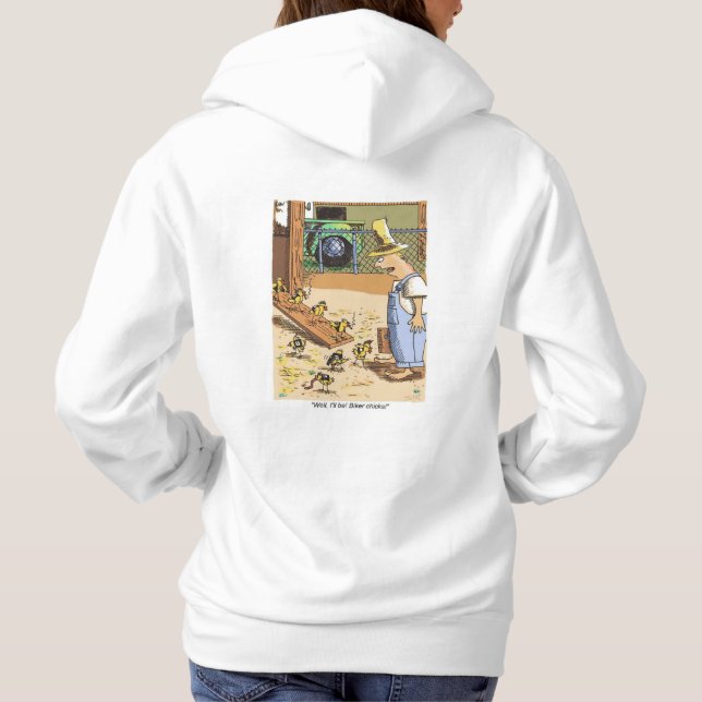 Biker Chicks Frauen weißes gekratztes Sweatshirt (Rückseite)