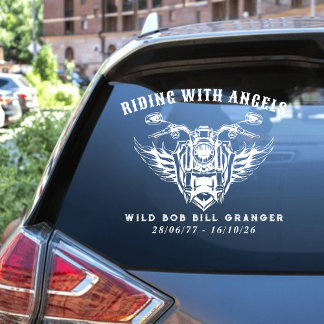 Biker Custom Memorial Deco Reiten mit Engeln Fensteraufkleber