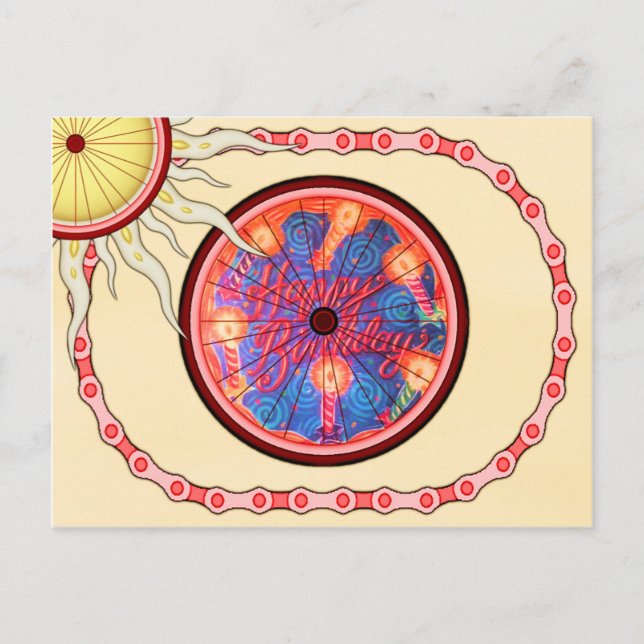 Biker Cyclist Happy Birthday Postkarte (Vorderseite)