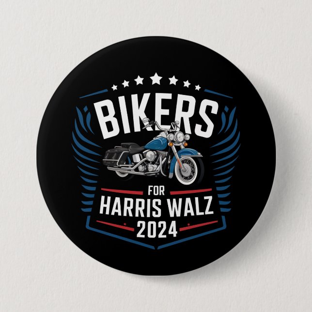 Biker für Harris Walz 2024 Harris Waltz 2024 Button (Vorderseite)