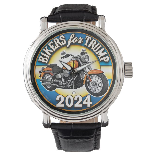 Biker für Trump 2024 - Patriotisches Radfahren Armbanduhr (Vorderseite)