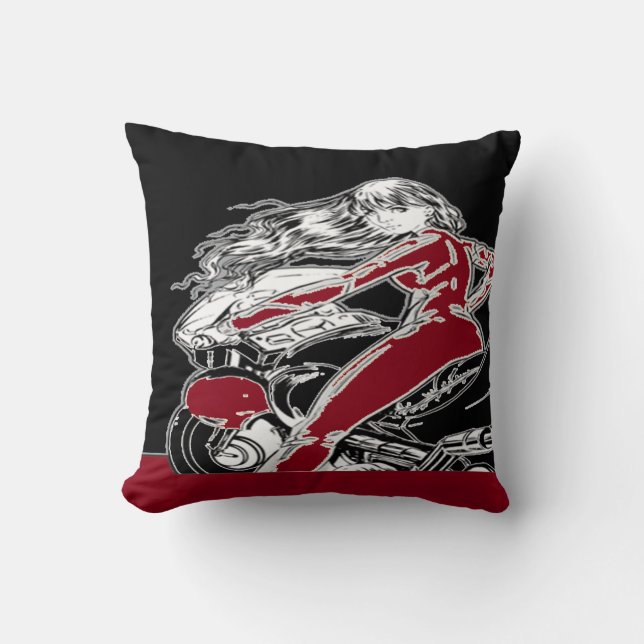 Biker Girl Pillow Kissen (Vorderseite)