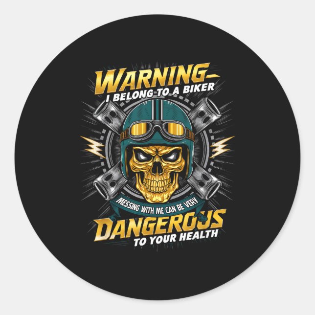 Biker Girlfriend Wife I Belong To A Biker Valentin Runder Aufkleber (Vorderseite)