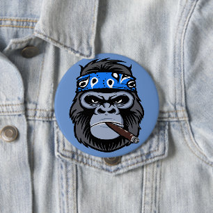 Biker Gorilla Apollo rauchen Zigarrenart Button