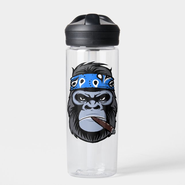 Biker Gorilla Apollo rauchen Zigarrenart Trinkflasche (Vorderseite)
