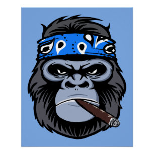 Biker Gorilla rauchen Zigarrenart Poster