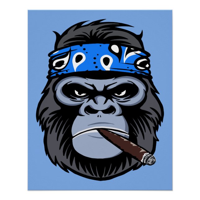 Biker Gorilla rauchen Zigarrenart Poster (Vorderseite)