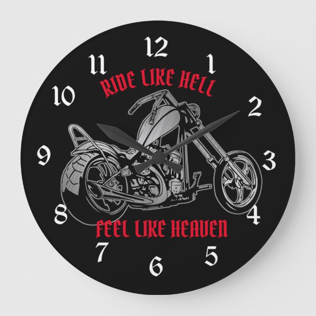 Biker Heaven Große Wanduhr (Vorderseite)