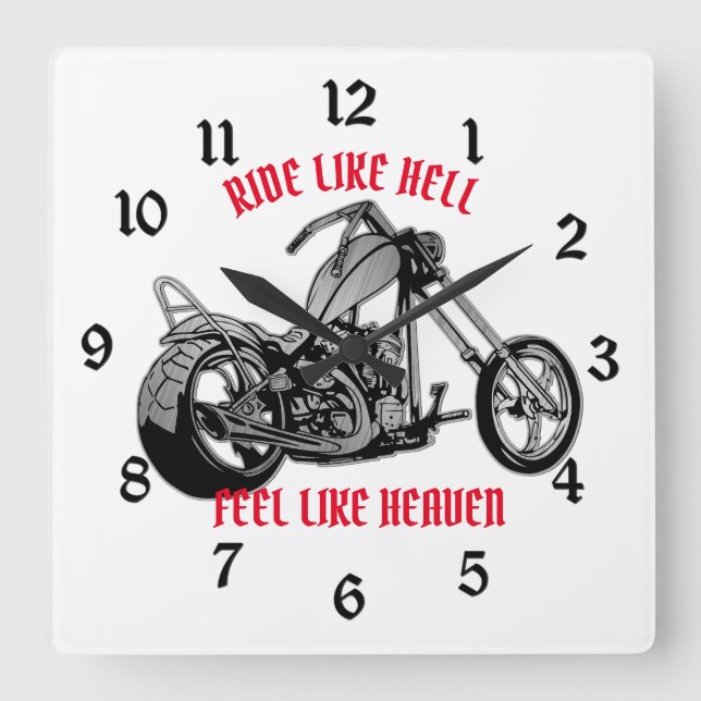 Biker Heaven White Quadratische Wanduhr (Vorderseite)