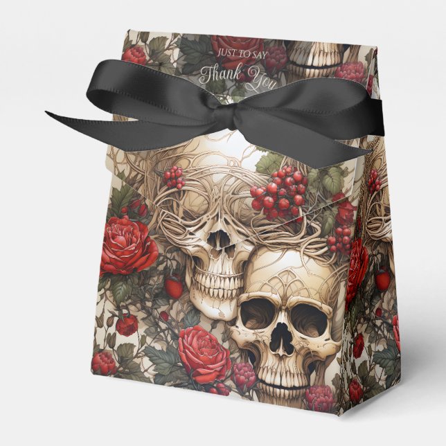 Biker-Hochzeit von Gothic Cream and Red Skulls Ros Geschenkschachtel (Vorderseite)