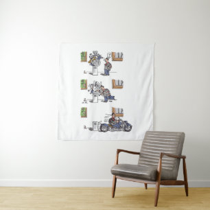 Biker im Museum Wandteppich