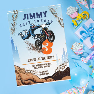 Biker Kid Dirt Stunt Bike Geburtstagskarte Einladung
