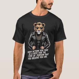 Biker-Löwe Motivations-Zitat T-Shirt Jede Aktion