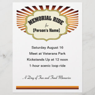 Biker Memorial Ride Sonnenstrahl-Einladungsflyer Flyer