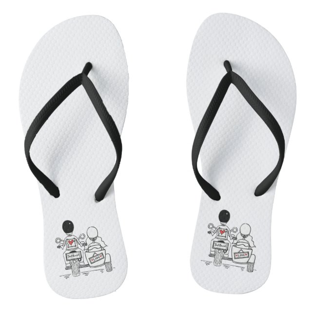 Biker Motorbike + Sidecar Wedding Flip Flops (Fußbett)