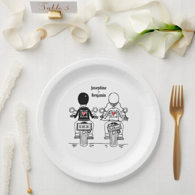Biker Motorcycle Wedding  Pappteller (Hochzeit)
