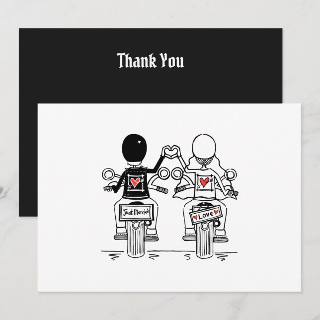 Biker-Motorrad-Hochzeit Dankeskarte (Vorne/Hinten)