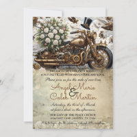 Biker Motorrad-Hochzeit Gold Weiß
