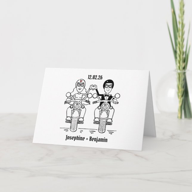 Biker-Motorrad-Hochzeit Karte (Vorderseite)