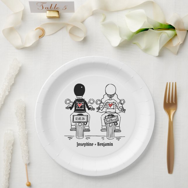 Biker-Motorrad-Hochzeit  Pappteller (Hochzeit)