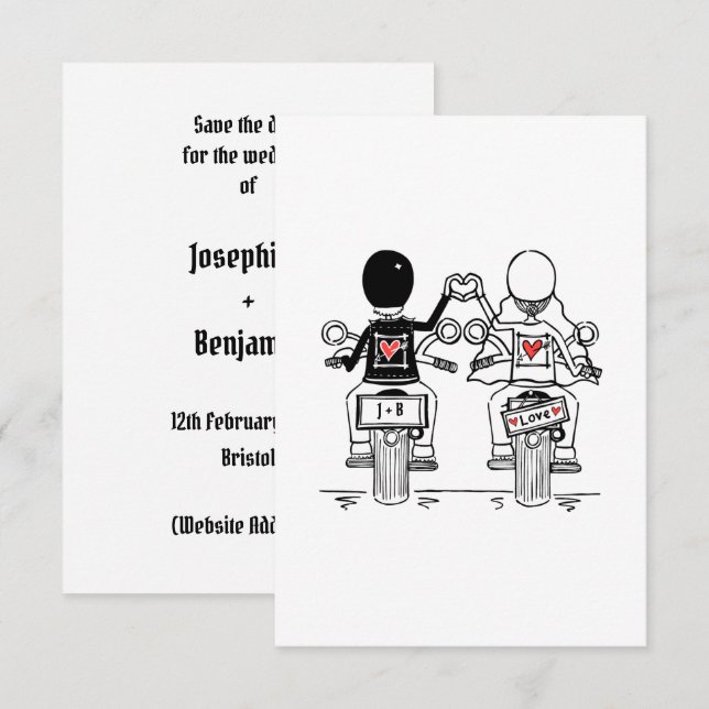 Biker Motorrad-Hochzeit Save The Date (Vorne/Hinten)