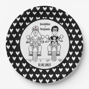 Biker-Motorrad-Hochzeitsfeier Pappteller