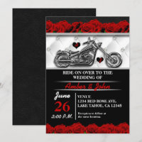Biker Motorrad Leder Rose Hochzeit Einladungen