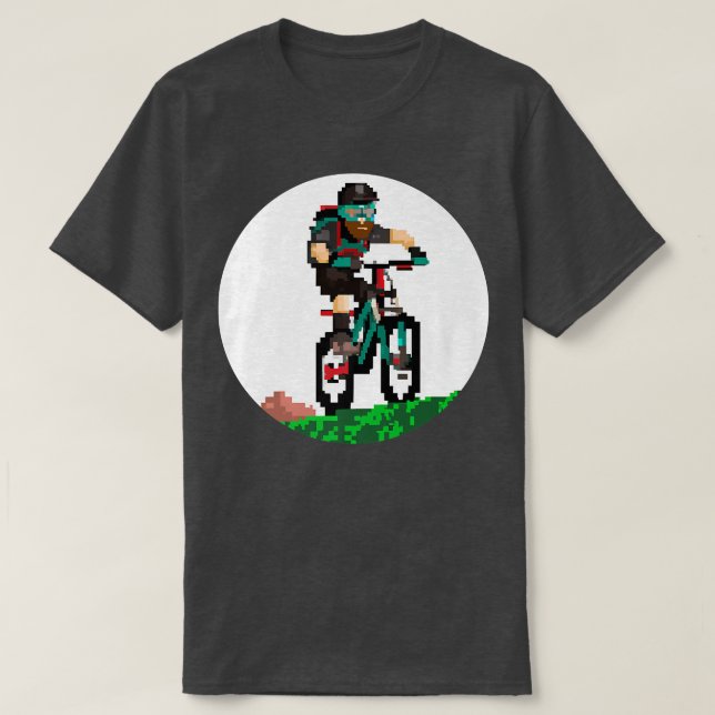 Biker Mountainbiker Pixel Art Retro Gaming Style 2 T-Shirt (Design vorne)