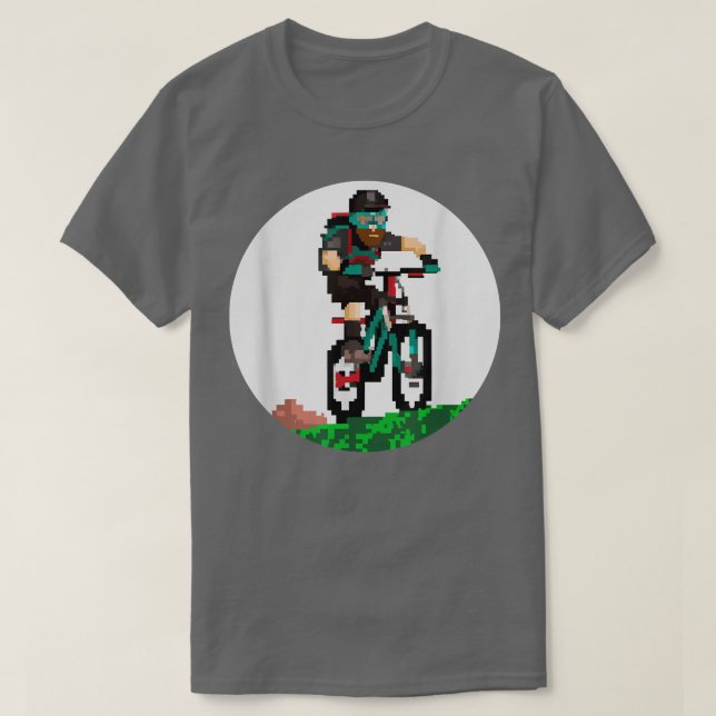 Biker Mountainbiker Pixel Art Retro Gaming Style 2 T-Shirt (Design vorne)