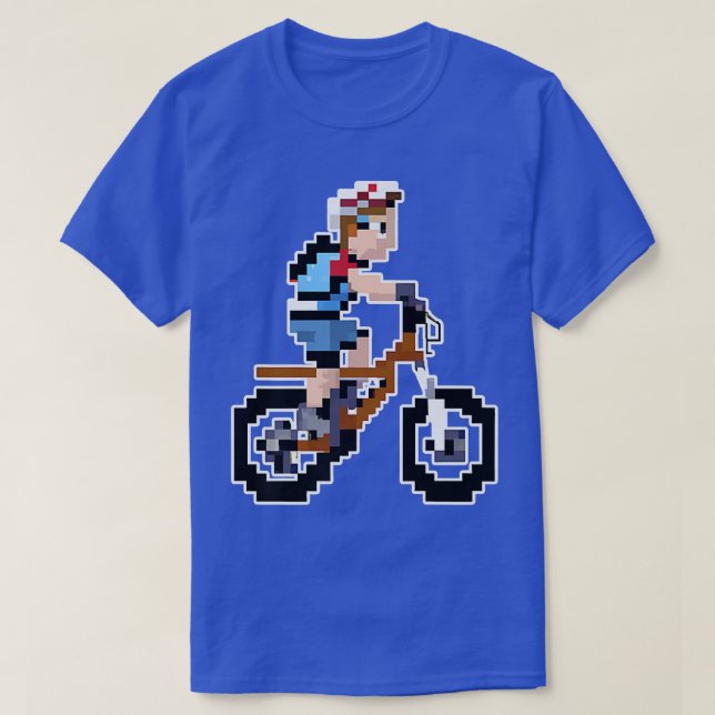 Biker Mountainbiker Pixel Art Retro Gaming Style T-Shirt (Design vorne)