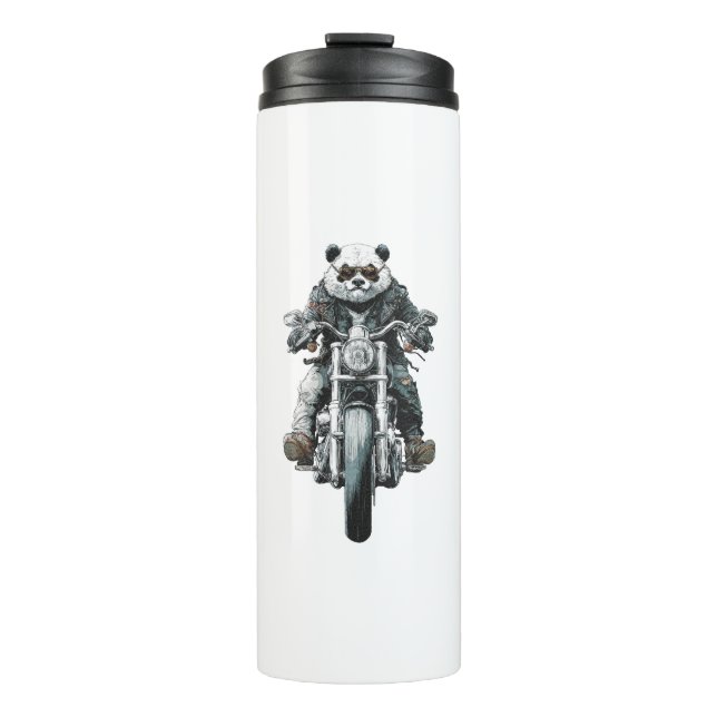 Biker Panda Thermosbecher (Vorderseite)