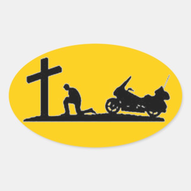 BIKER PRAYING OVALER AUFKLEBER (Vorderseite)