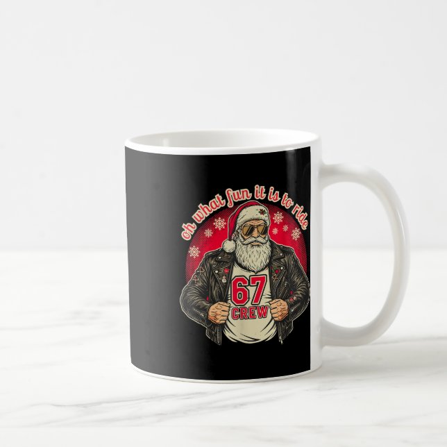 Biker Santa 67 Crew Funny Christmas Leather Jacket Kaffeetasse (Rechts)
