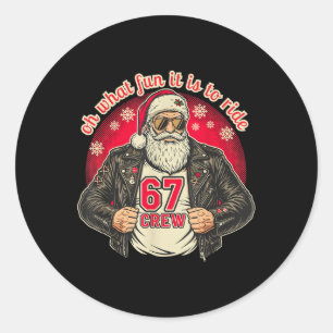 Biker Santa 67 Crew Lustige Weihnachten Lederjacke Runder Aufkleber