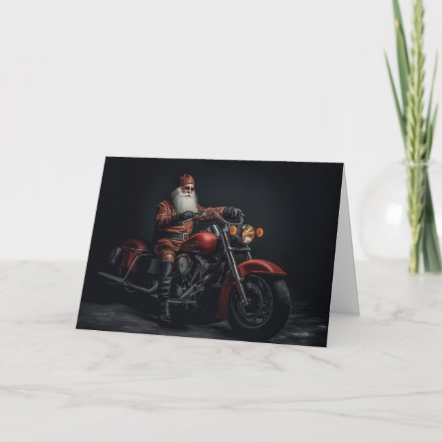 Biker Santa Christmas Karte (Vorderseite)