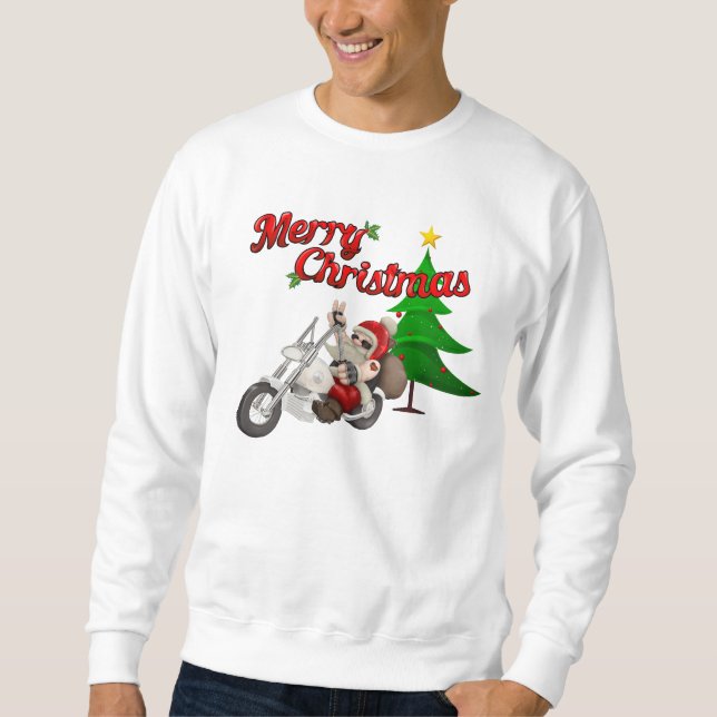 Biker Santa Christmas Sweatshirt (Vorderseite)