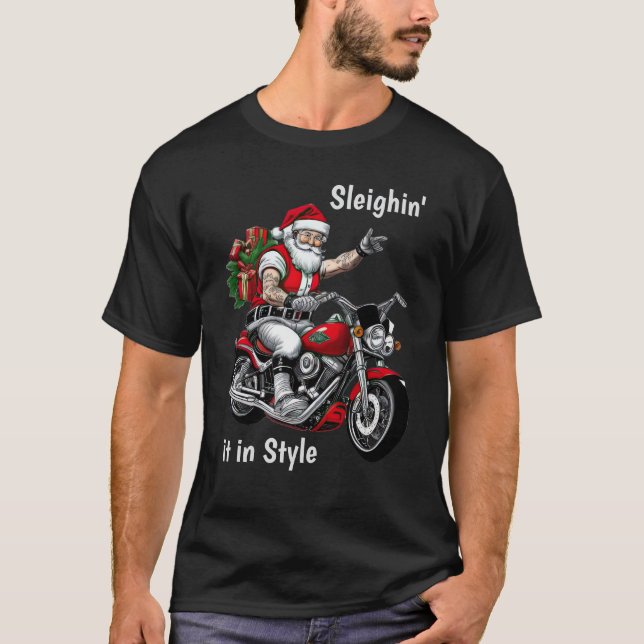Biker Santa Claus T-Shirt (Vorderseite)