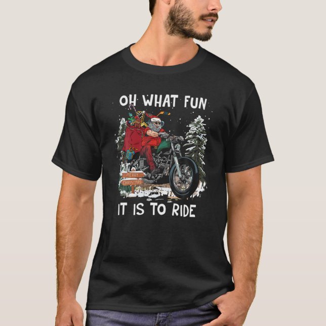 Biker Santa - Der Weihnachtsmann fährt auf einem M T-Shirt (Vorderseite)
