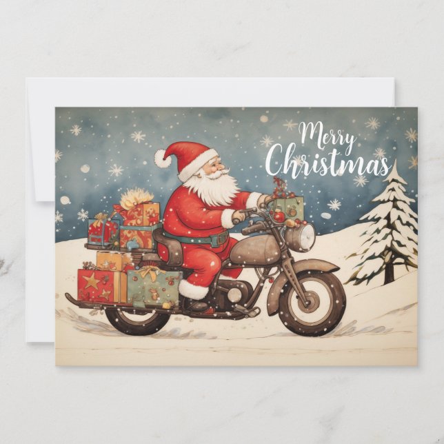 Biker Santa Feiertagskarte (Vorderseite)