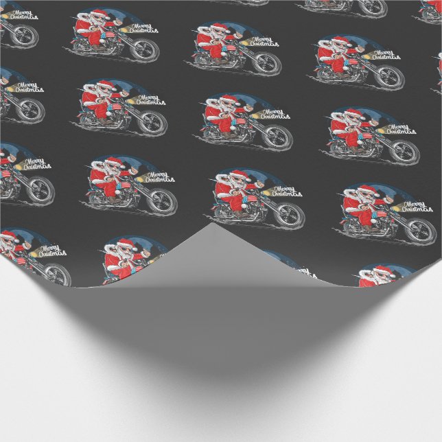 Biker Santa Geschenkpapier (Ecke)